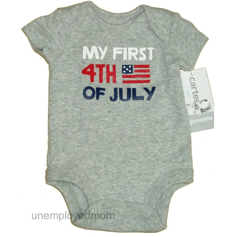 Boys Grey My First 4th of July Flag Bodysuit Independence Day